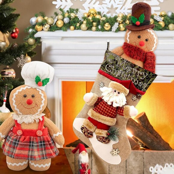 Gingerbread Plush Ornaments 12 Inch Christmas Decor Set for Kids Girls Indoor - Picture 4 of 6